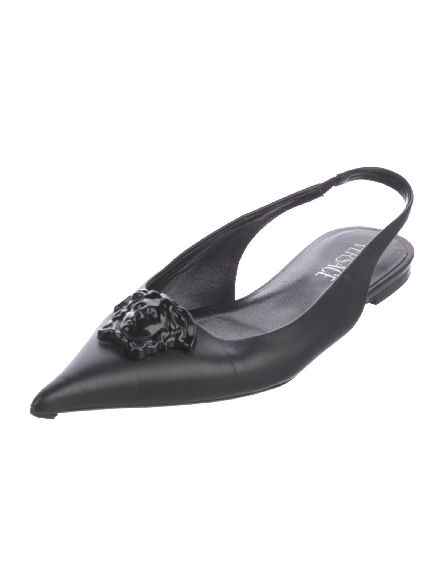 Versace Leather Slingback Flats