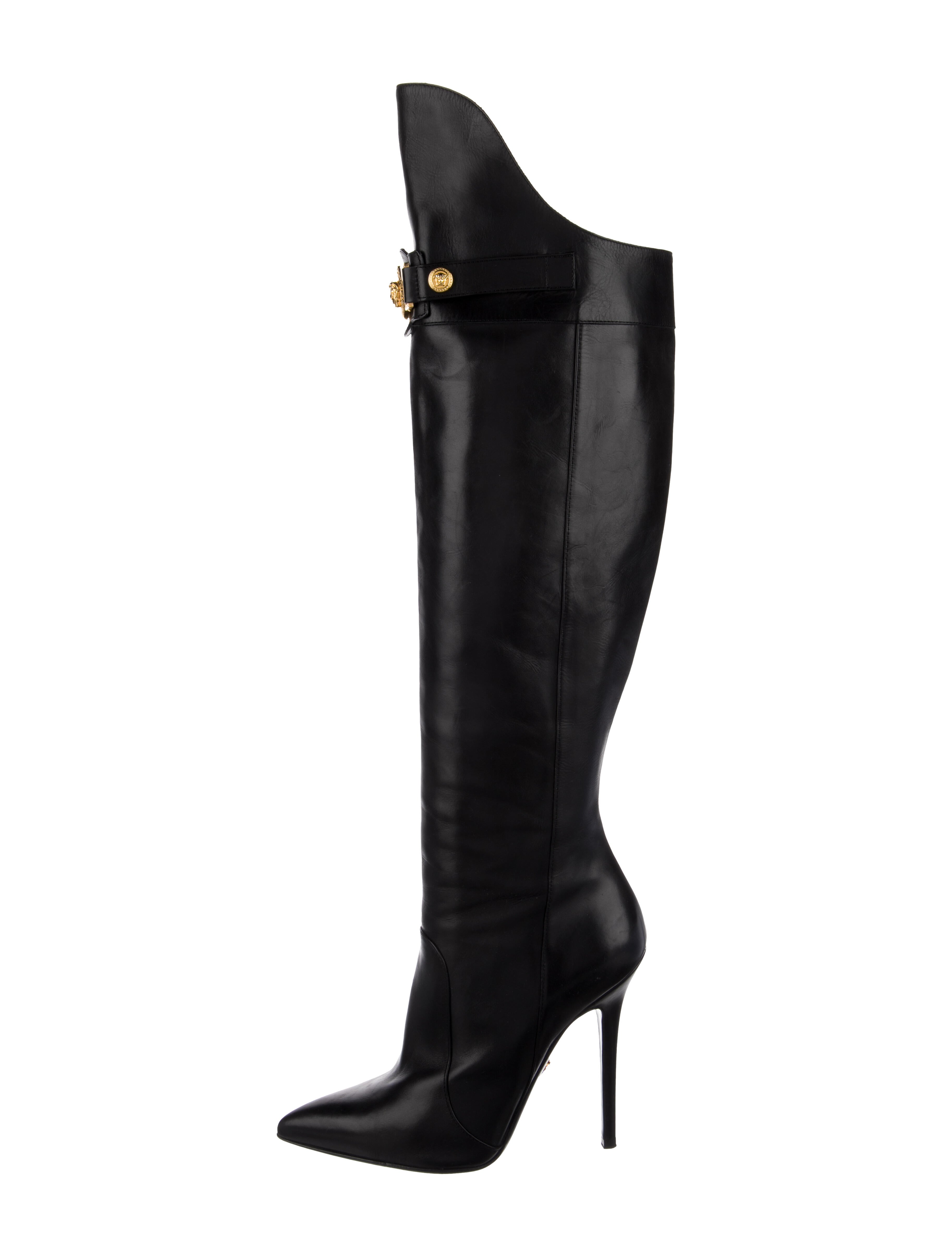 Versace Medusa Insignia Leather Boots