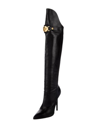 Versace Medusa Insignia Leather Boots