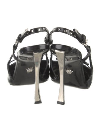 Versace Leather Studded Accents Slingback Pumps