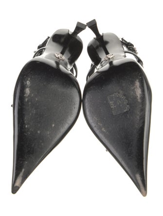Versace Leather Studded Accents Slingback Pumps