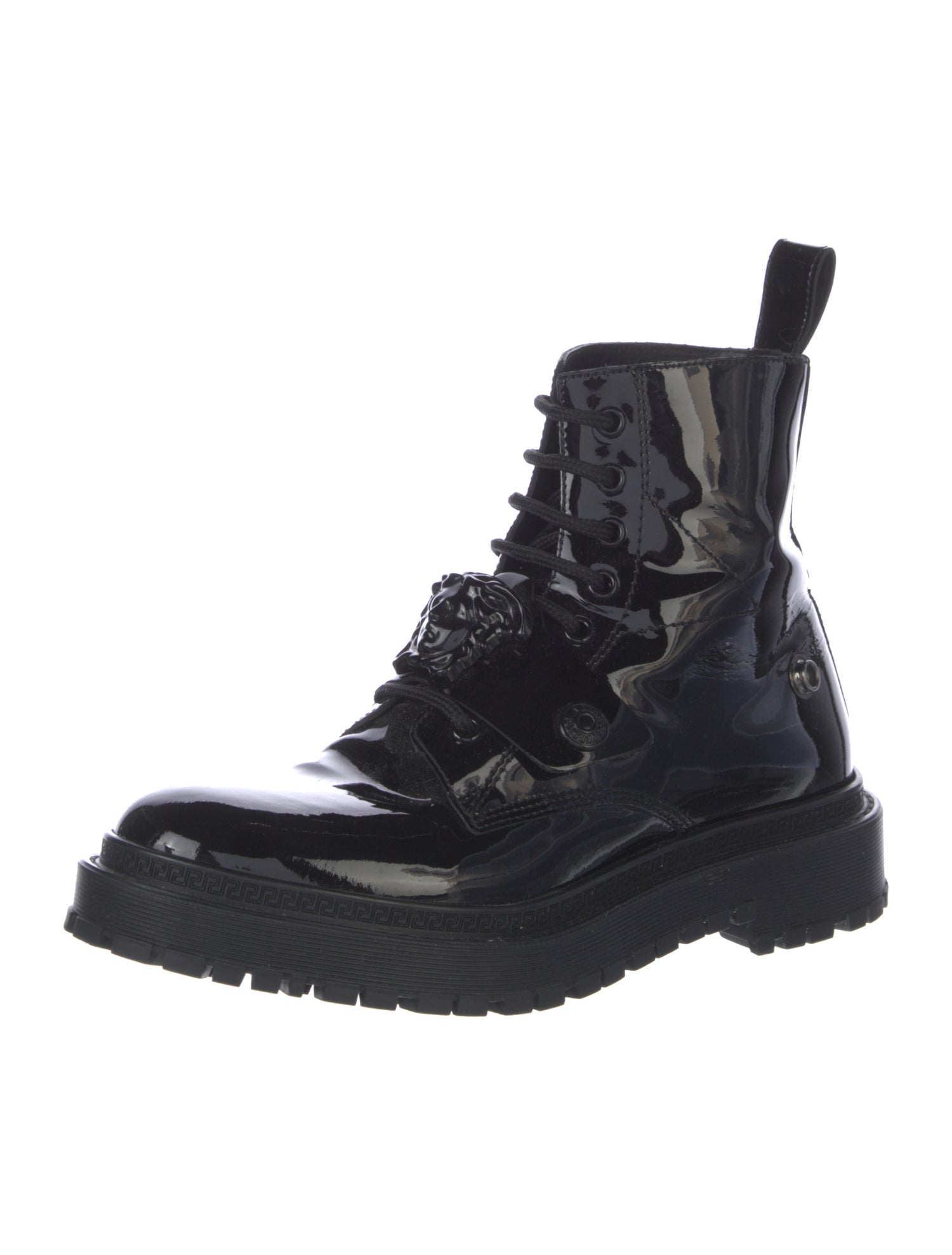 Versace Patent Leather Combat Boots