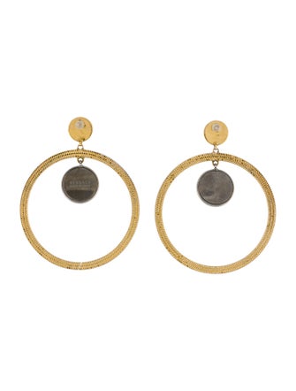 Versace Two-Tone Drop Hoop Earrings