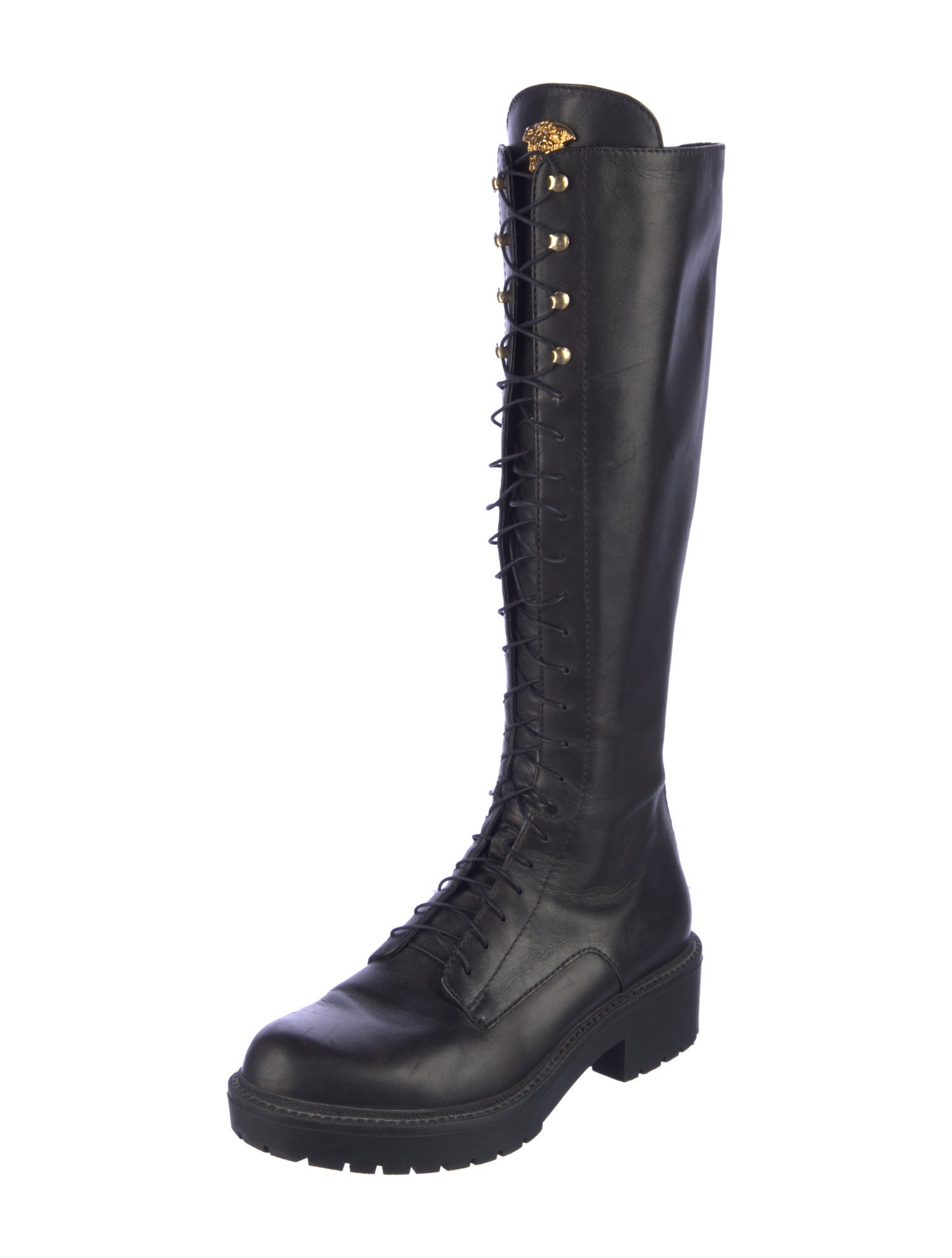 Versace Leather Lace-Up Boots