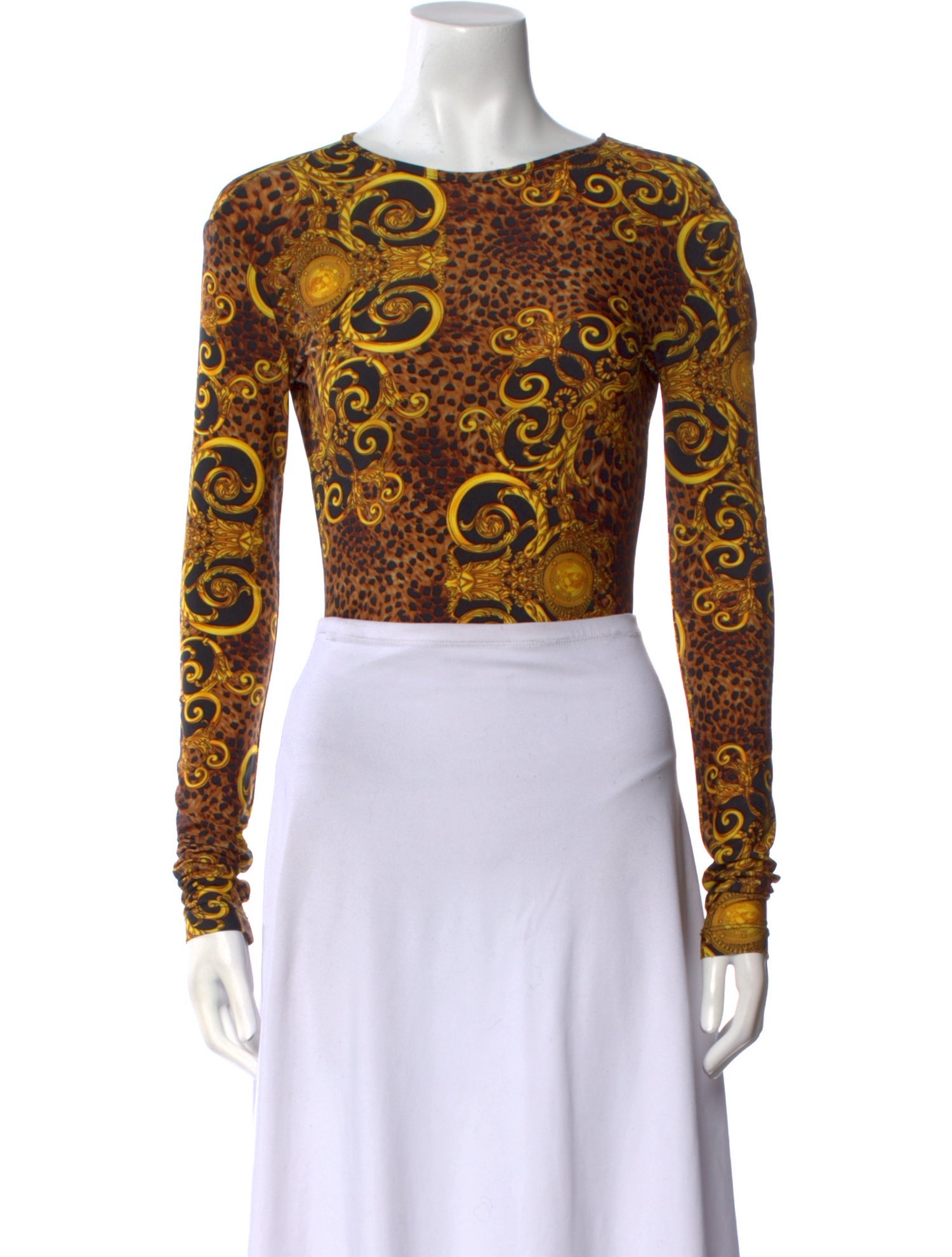 Versace Paisley Print Bateau Neckline Crop Top