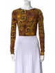 Versace Paisley Print Bateau Neckline Crop Top
