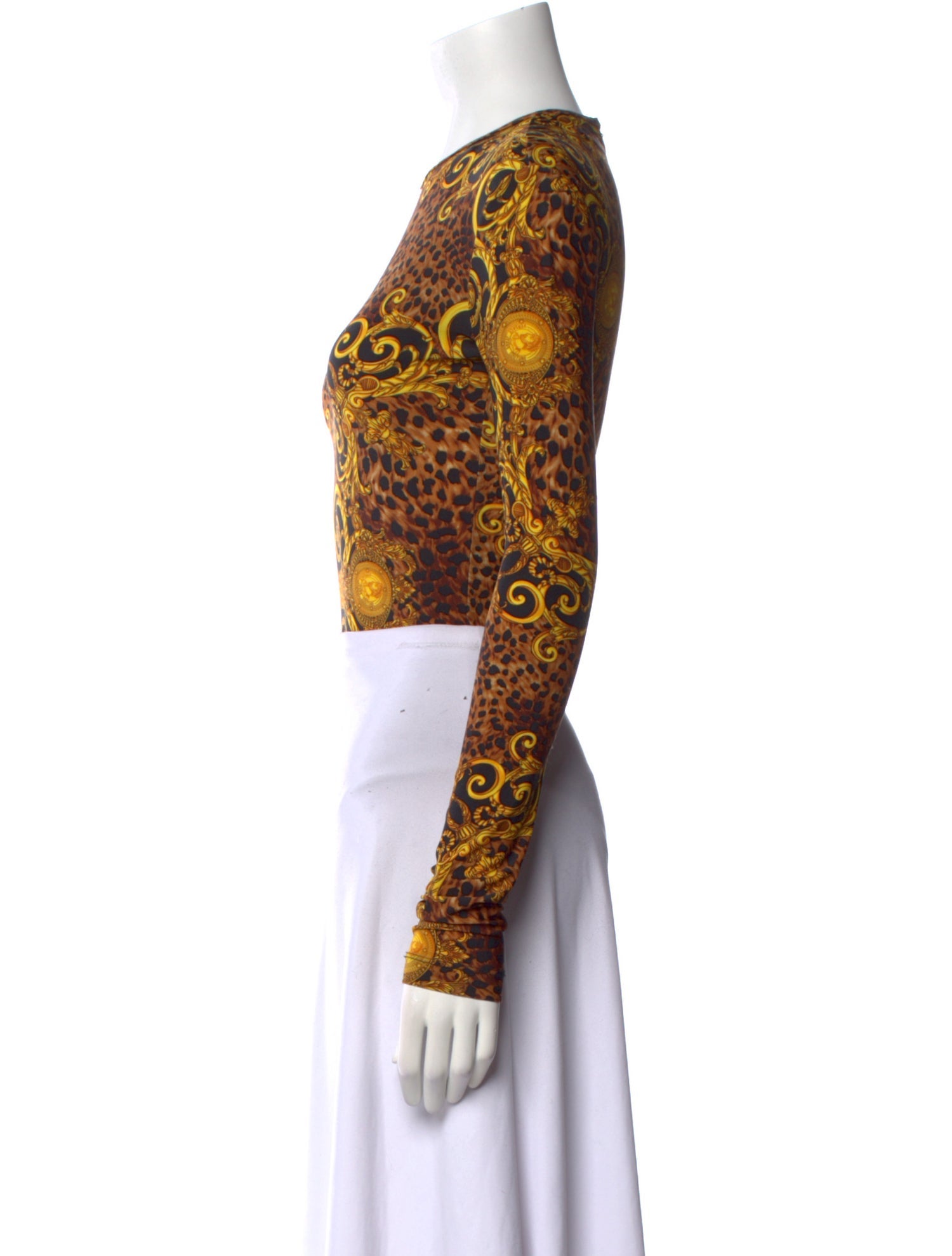 Versace Paisley Print Bateau Neckline Crop Top