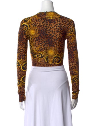 Versace Paisley Print Bateau Neckline Crop Top