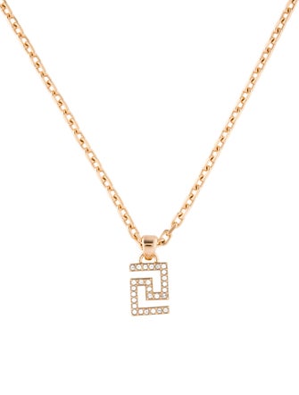 Versace Crystal Greca Pendant Necklace