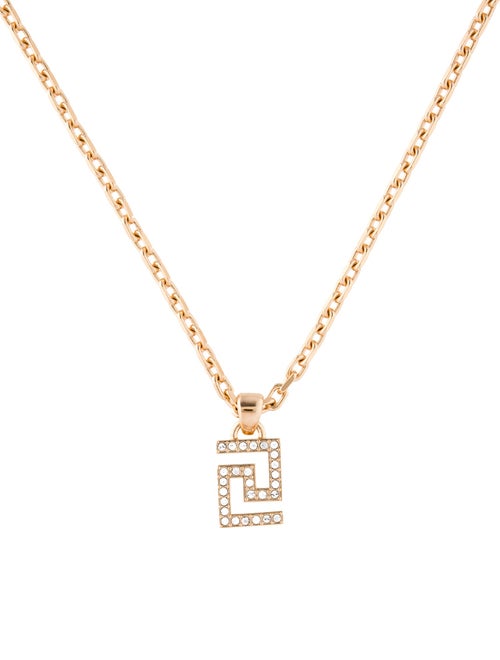 Versace Crystal Greca Pendant Necklace