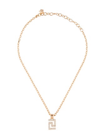 Versace Crystal Greca Pendant Necklace