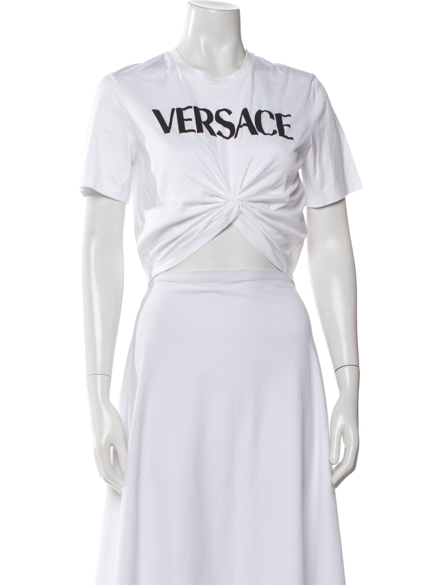 Versace Graphic Print Crew Neck Crop Top