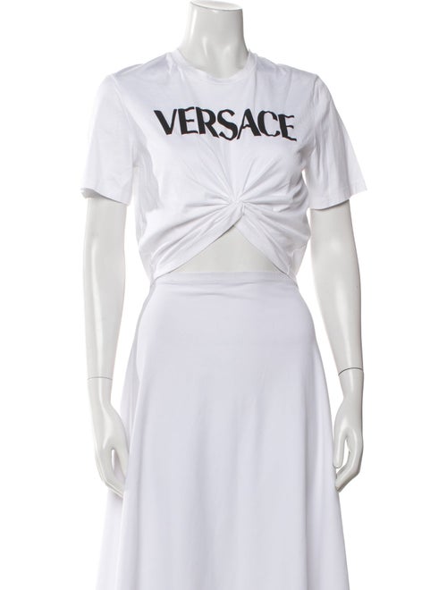 Versace Graphic Print Crew Neck Crop Top