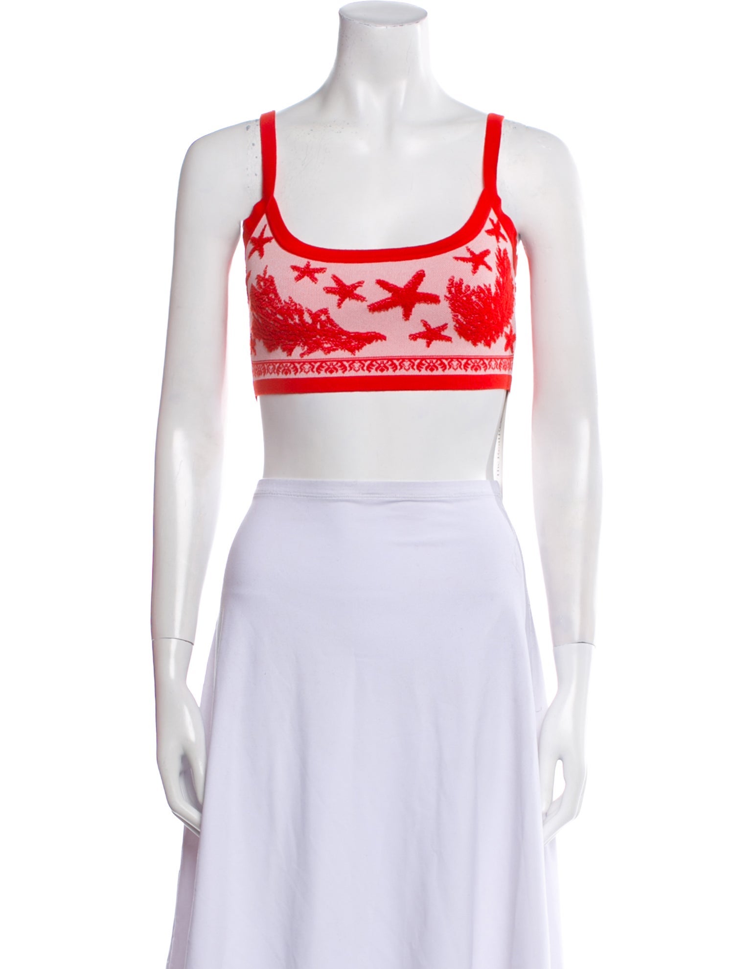 Versace Printed Square Neckline Crop Top