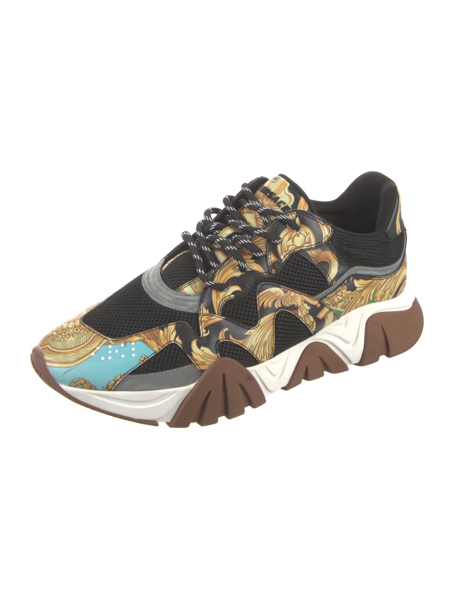 Versace Leather Colorblock Pattern Sneakers