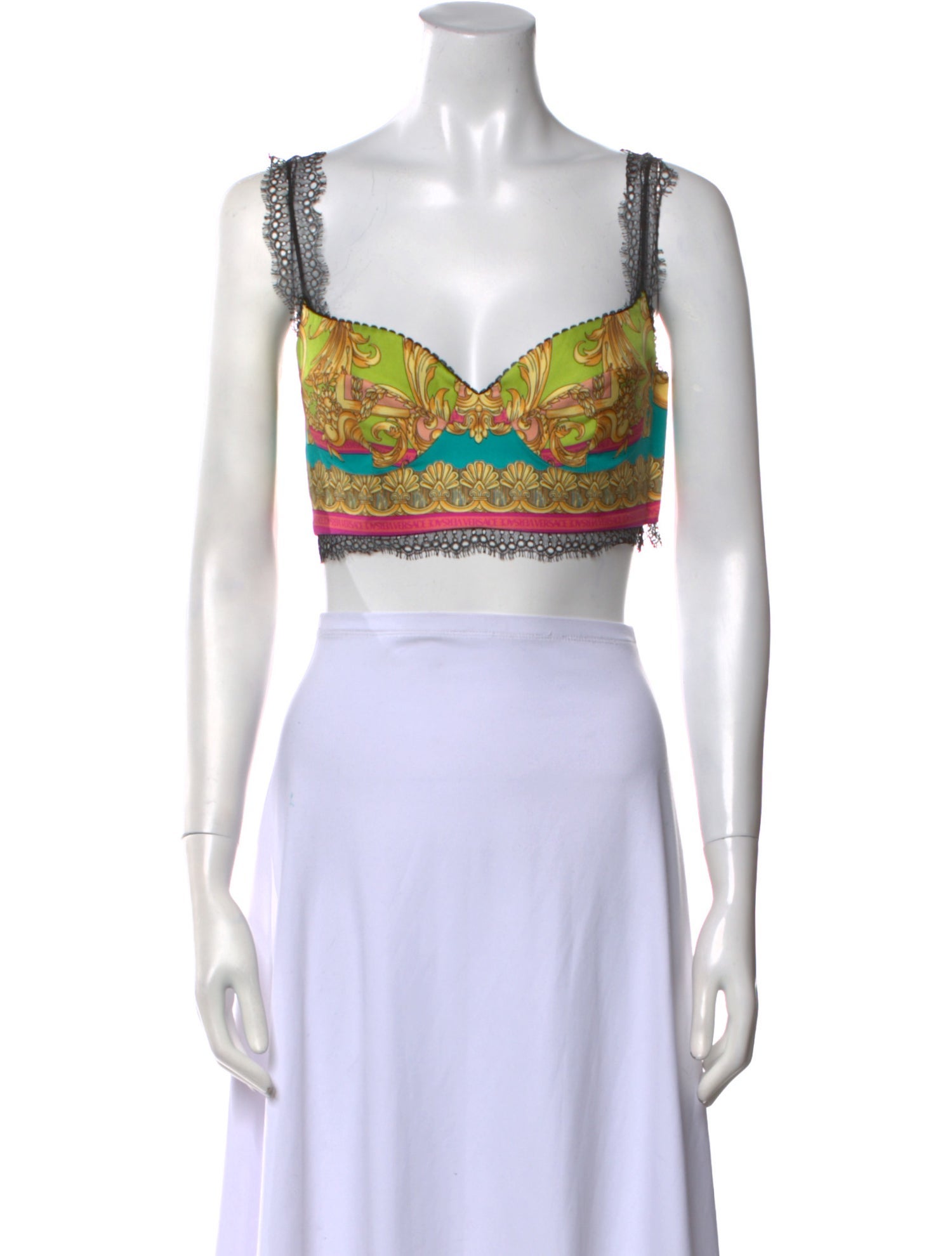 Versace Silk Paisley Print Crop Top