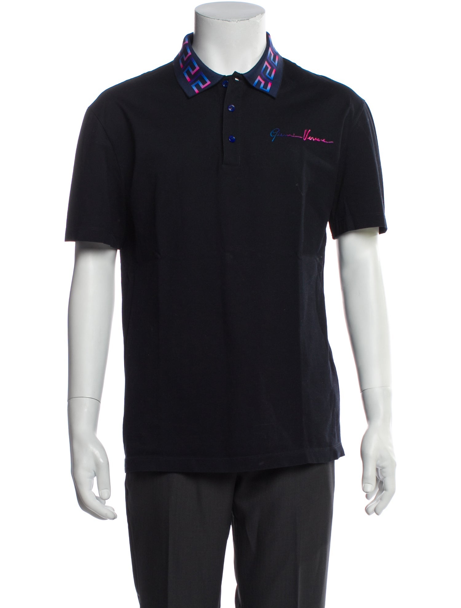 Versace Graphic Print Collar Polo Shirt