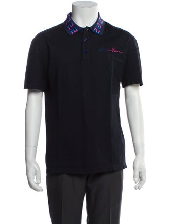 Versace Graphic Print Collar Polo Shirt