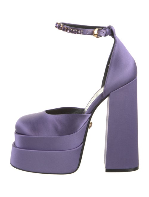 Versace Satin Crystal Embellishments D'Orsay Pumps