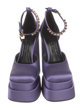 Versace Satin Crystal Embellishments D'Orsay Pumps