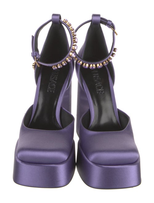 Versace Satin Crystal Embellishments D'Orsay Pumps