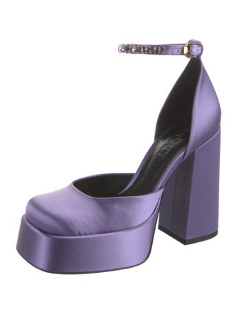 Versace Satin Crystal Embellishments D'Orsay Pumps