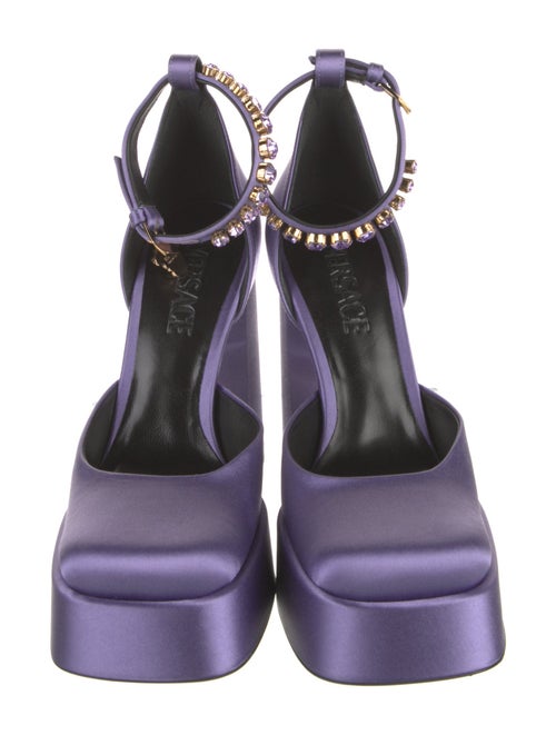 Versace Satin Crystal Embellishments D'Orsay Pumps