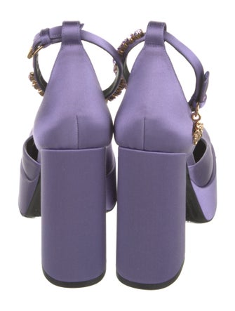 Versace Satin Crystal Embellishments D'Orsay Pumps