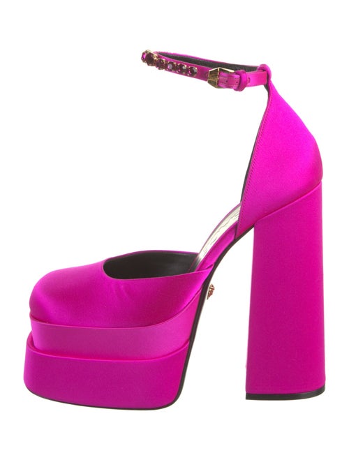 Versace Satin Crystal Embellishments D'Orsay Pumps