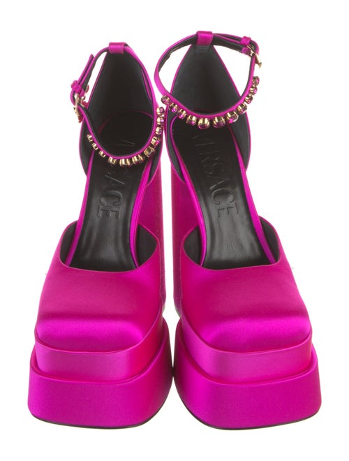 Versace Satin Crystal Embellishments D'Orsay Pumps