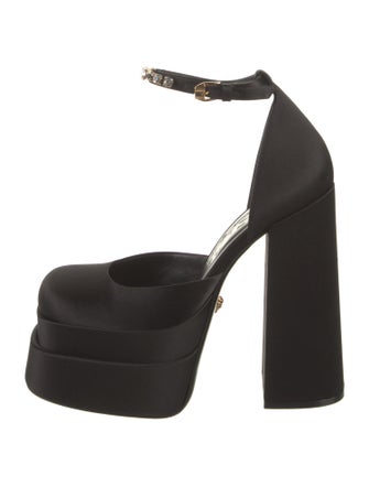 Versace Satin Crystal Embellishments D'Orsay Pumps
