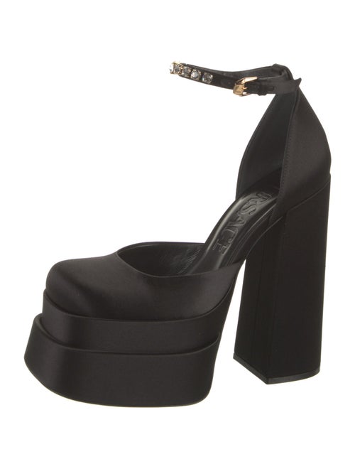 Versace Satin Crystal Embellishments D'Orsay Pumps