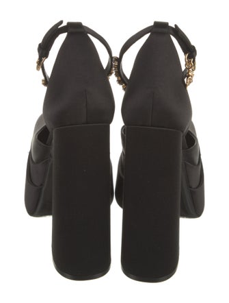 Versace Satin Crystal Embellishments D'Orsay Pumps