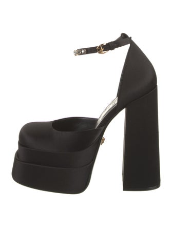 Versace Satin Crystal Embellishments D'Orsay Pumps