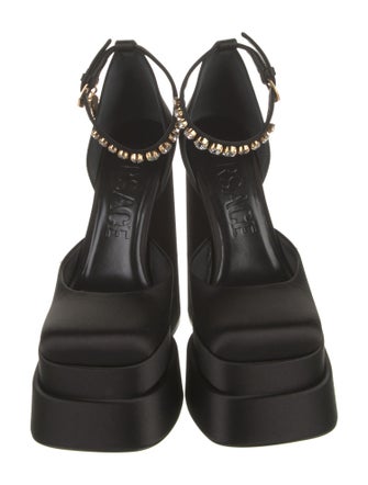 Versace Satin Crystal Embellishments D'Orsay Pumps