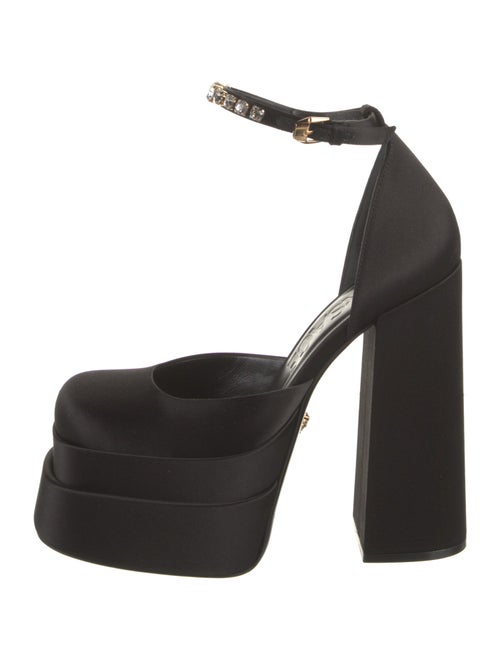 Versace Satin Crystal Embellishments D'Orsay Pumps