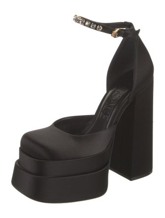 Versace Satin Crystal Embellishments D'Orsay Pumps