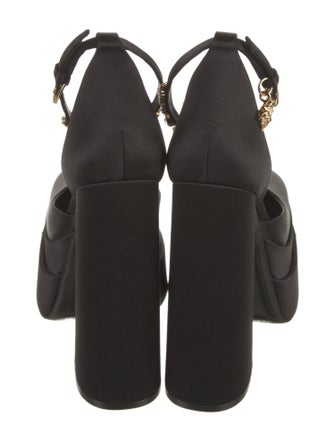 Versace Satin Crystal Embellishments D'Orsay Pumps