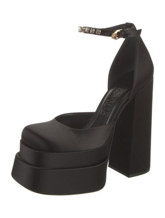 Versace Satin Crystal Embellishments D'Orsay Pumps