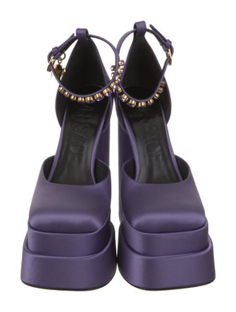 Versace Satin Crystal Embellishments D'Orsay Pumps