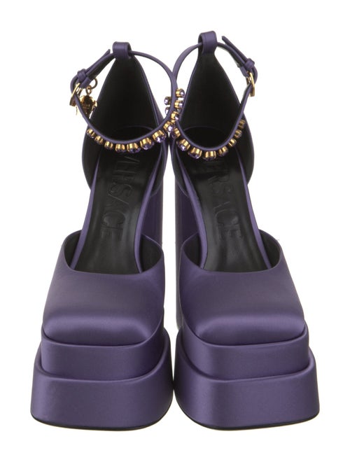 Versace Satin Crystal Embellishments D'Orsay Pumps