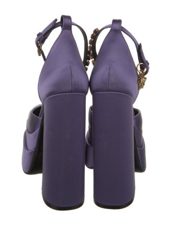 Versace Satin Crystal Embellishments D'Orsay Pumps