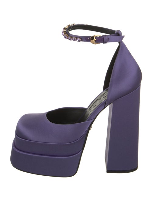 Versace Satin Crystal Embellishments D'Orsay Pumps