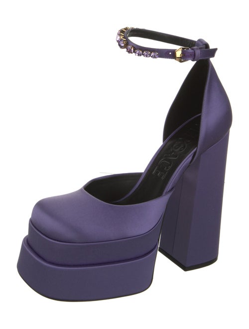 Versace Satin Crystal Embellishments D'Orsay Pumps