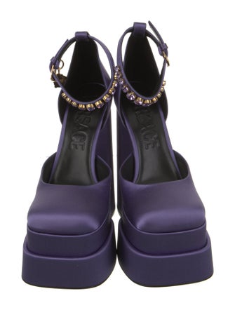 Versace Satin Crystal Embellishments D'Orsay Pumps