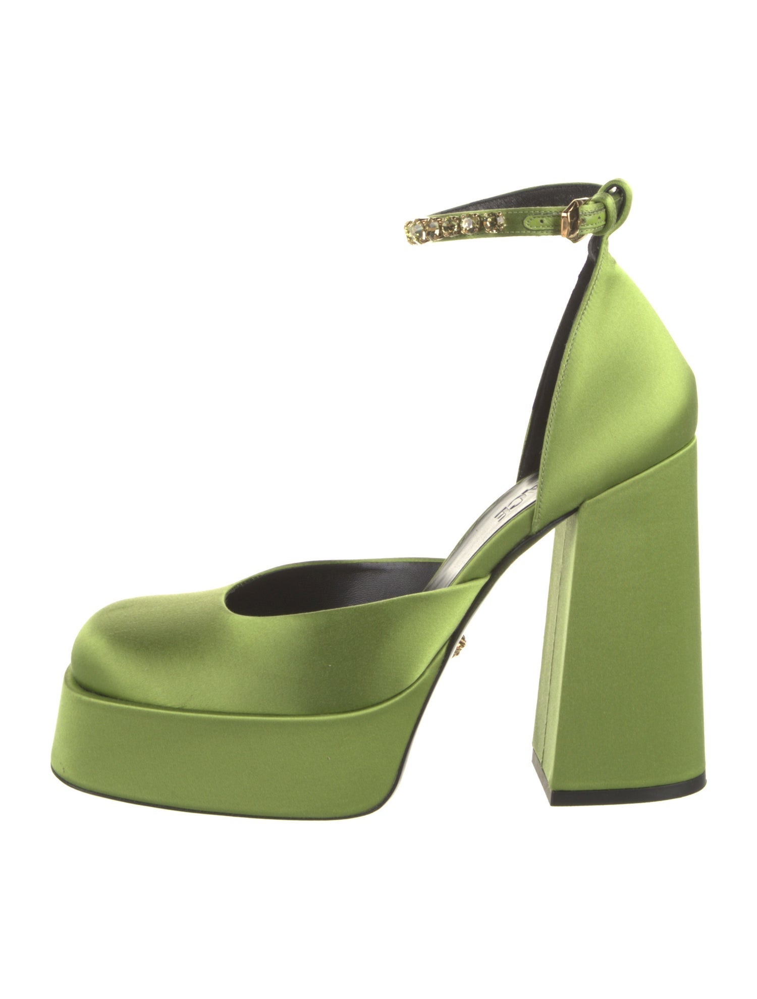 Versace Satin Crystal Embellishments D'Orsay Pumps