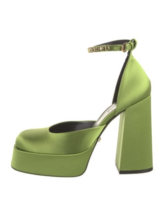 Versace Satin Crystal Embellishments D'Orsay Pumps