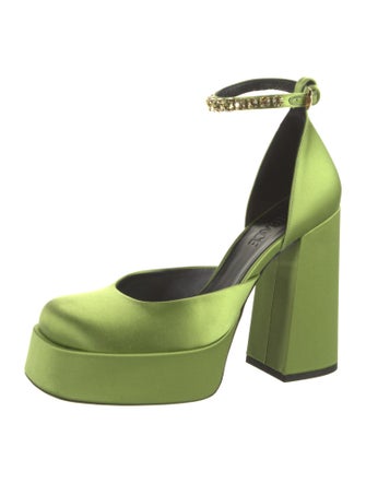 Versace Satin Crystal Embellishments D'Orsay Pumps