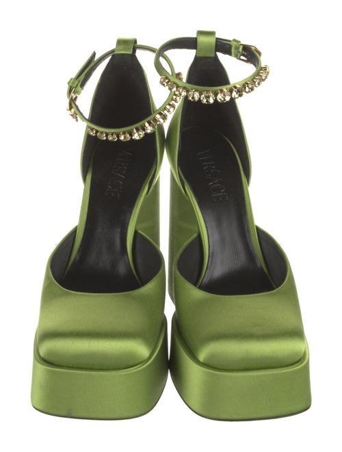Versace Satin Crystal Embellishments D'Orsay Pumps