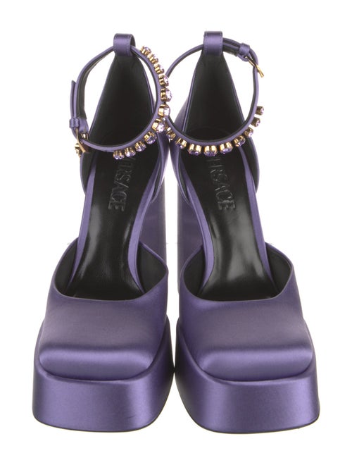 Versace Satin Crystal Embellishments D'Orsay Pumps